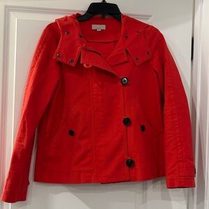 LOFT Women's Vibrant Red Pea Coat